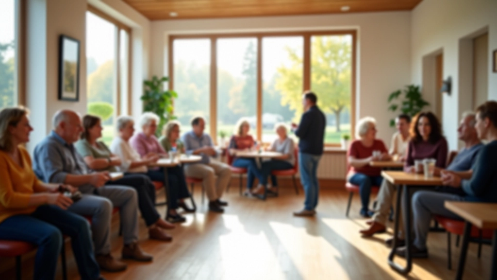 Welcoming community center interior with natural light and social gathering space