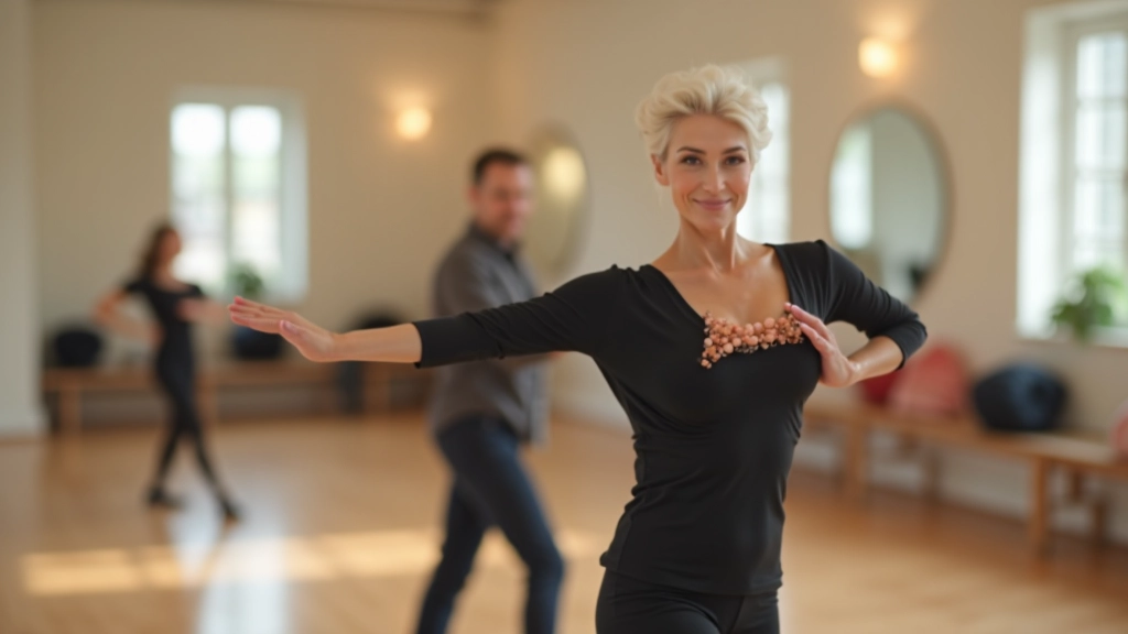 Experienced dance instructor demonstrating salsa steps to attentive beginner students