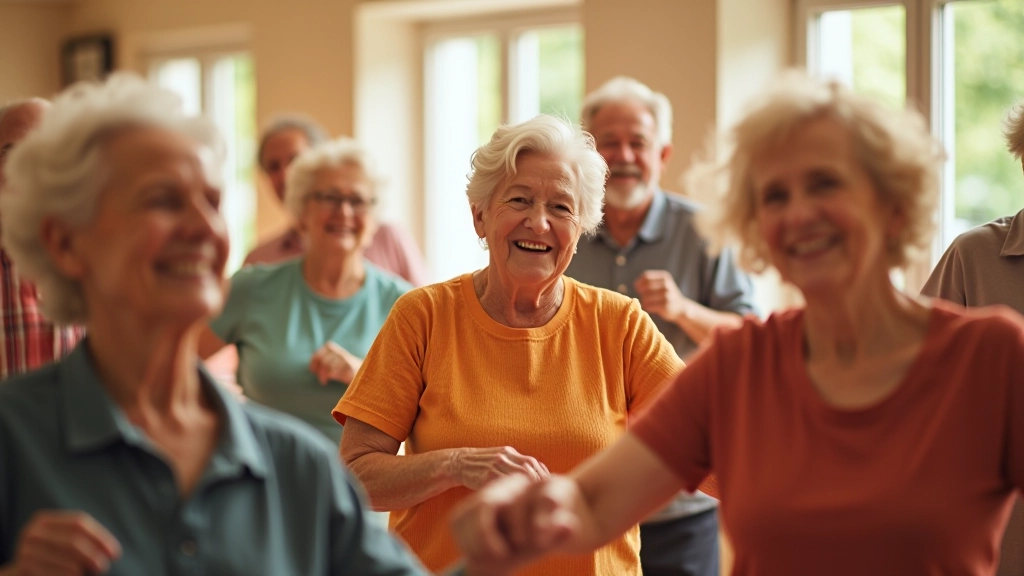 Seniors enjoying dance activities together in a welcoming community setting
