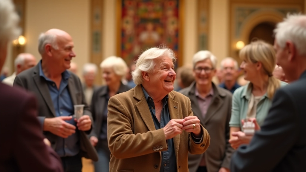 Group of seniors enjoying a dance social event at a community gathering